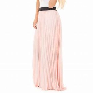 PEACH PLEATED MAXI SKIRT
